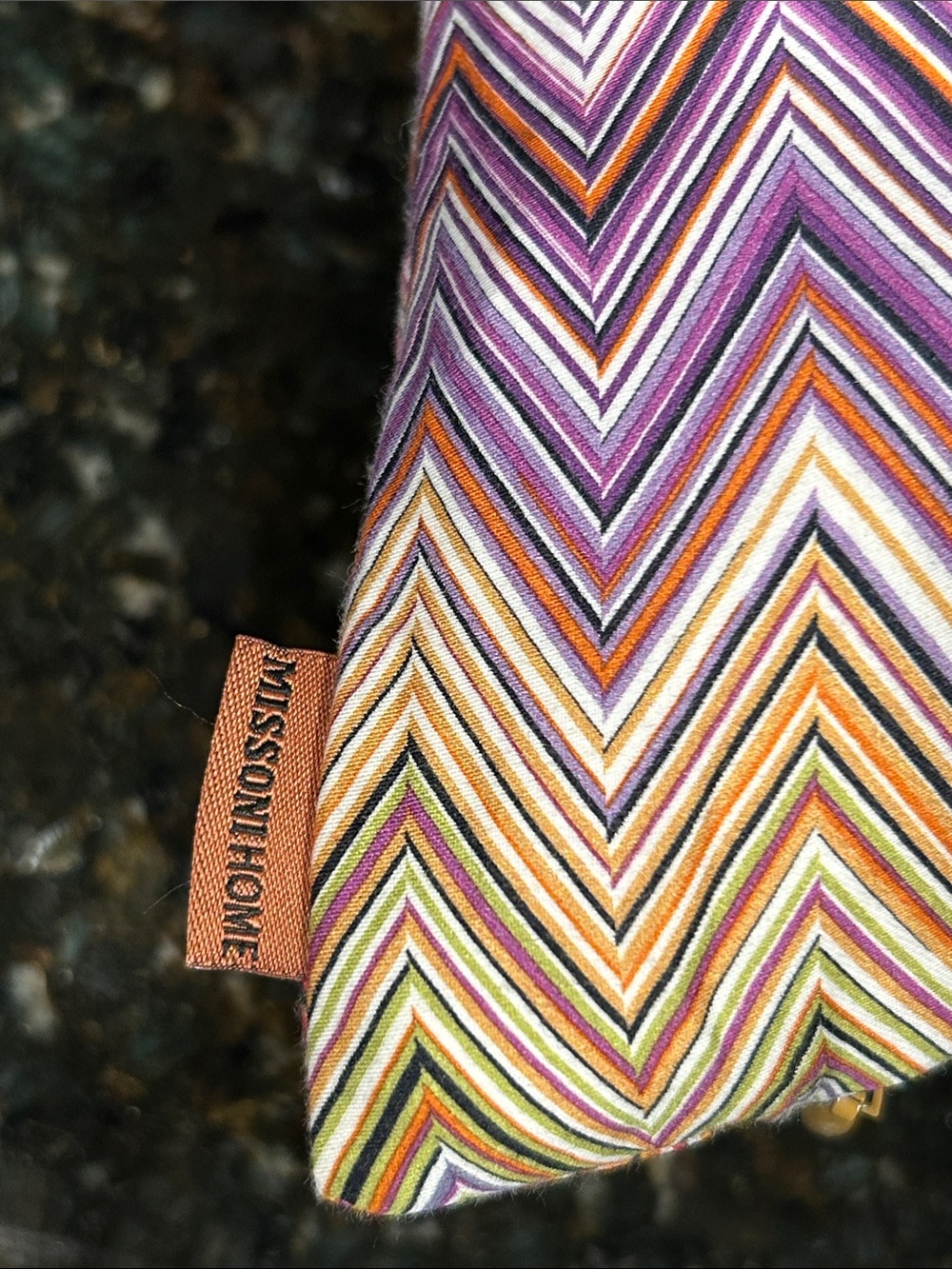 Missoni Home Chevron JOHN Throw Pillow Orange Pink Purple $258 Like New Cotton - Picture 7 of 10